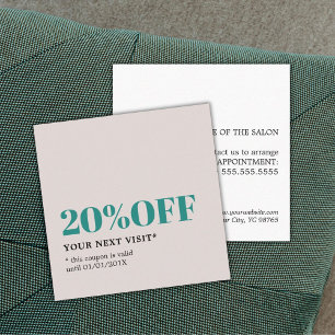 Minimalist Elegant Pastel Beige Green Salon Shop Discount Card
