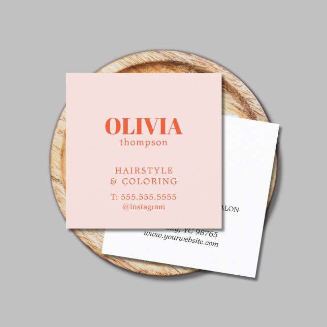 Minimalist Elegant Pastel Bold Hairdresser Square Business Card (Creator Uploaded)