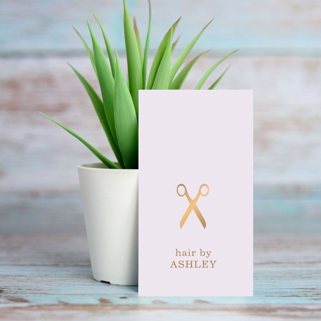Minimalist Elegant Pastel Faux Gold Hair Stylist  Business Card (Creator Uploaded)