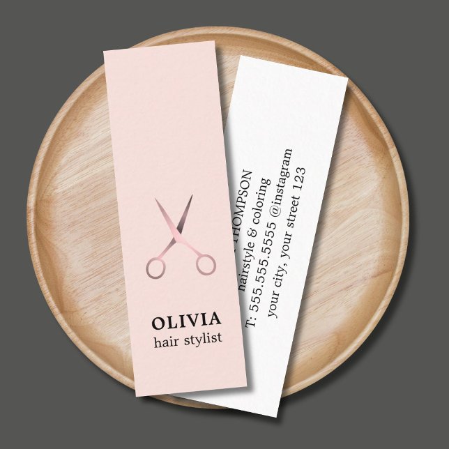 Minimalist Elegant Pastel Faux Metal Scissors Mini Business Card (Creator Uploaded)
