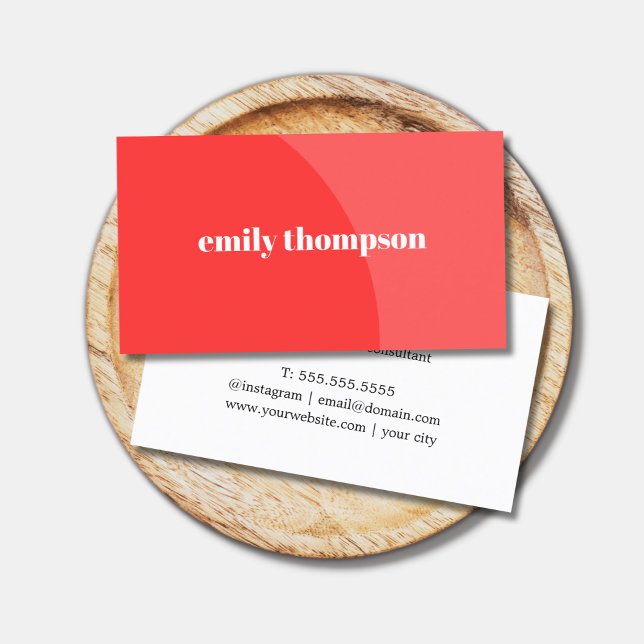 Minimalist Elegant Pastel Red White Consultant Business Card (Creator Uploaded)