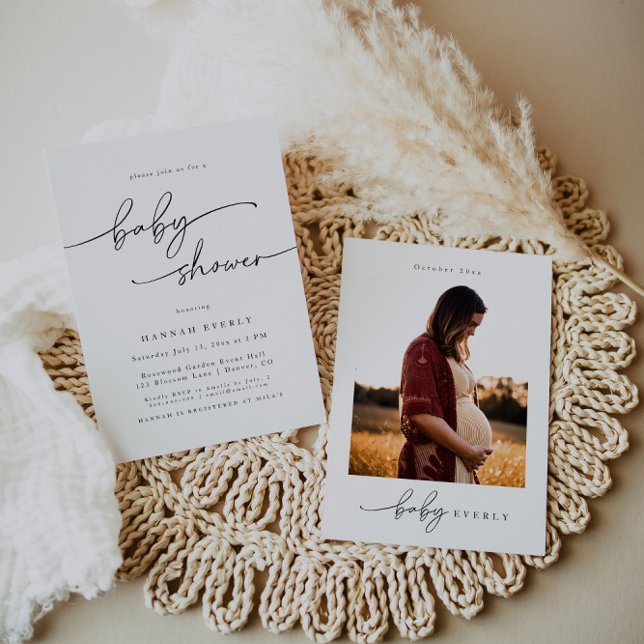 Minimalist Elegant Photo Baby Shower Invitation (Creator Uploaded)