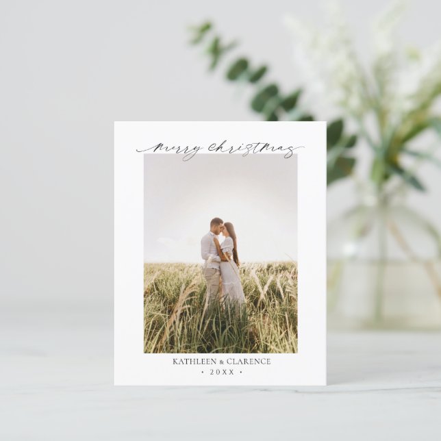 Minimalist Elegant Photo Budget Christmas Card (Standing Front)