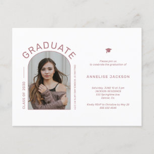 Minimalist elegant photo graduation party invite postcard
