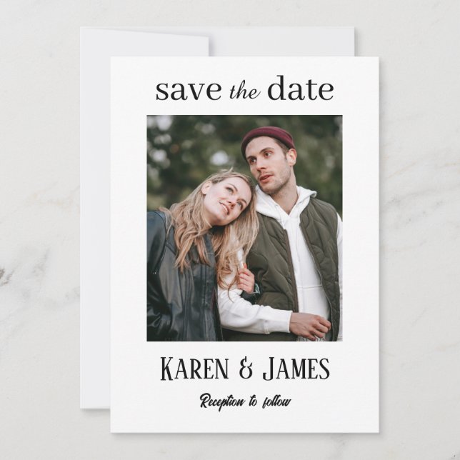 Minimalist Elegant Photo Save The Date (Front)
