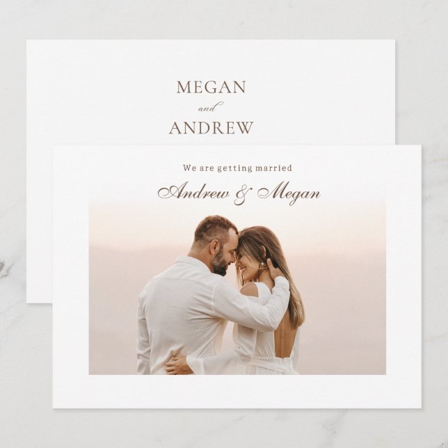 Minimalist elegant photo wedding  invitation (Front/Back)