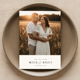 Minimalist Elegant Photo Wedding Thank You Card