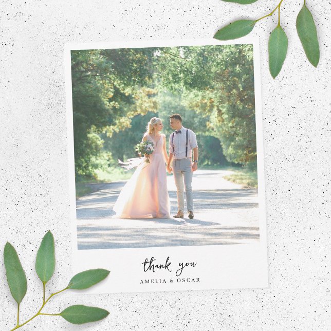 Minimalist Elegant Photo Wedding  Thank You Card (Creator Uploaded)