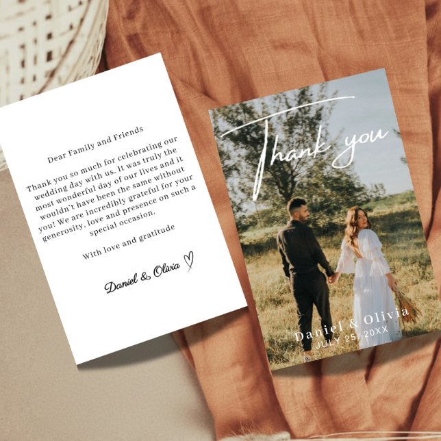 Minimalist Elegant Photo Wedding Thank You Note (Creator Uploaded)