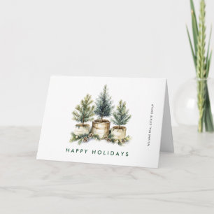 Minimalist Elegant Pine Tree Christmas Corporate Holiday Card