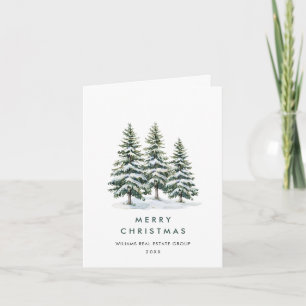 Minimalist Elegant Pine Tree Christmas Corporate Holiday Card