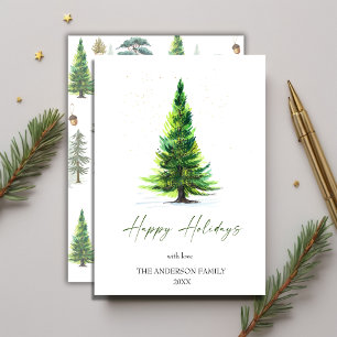 Minimalist Elegant Pine Tree Christmas Greeting Ho Holiday Card