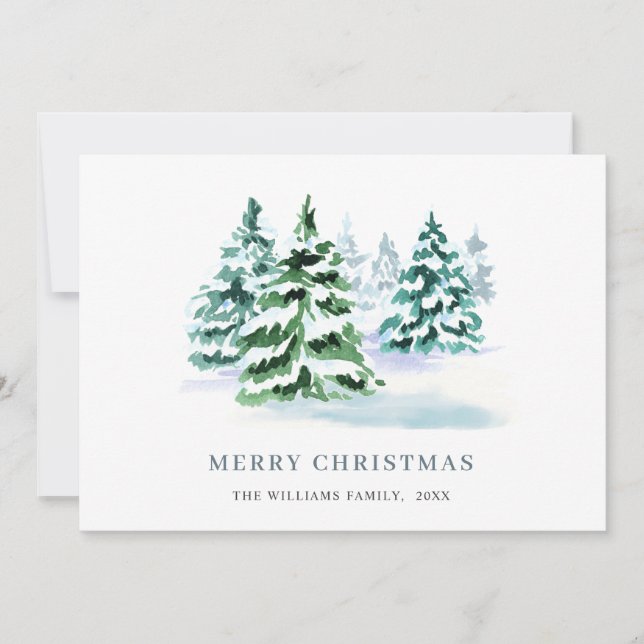 Minimalist Elegant Pine Tree Christmas Greeting Holiday Card (Front)