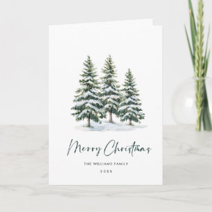 Minimalist Elegant Pine Tree Christmas Greeting Holiday Card