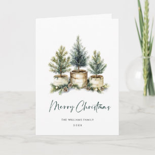 Minimalist Elegant Pine Tree Christmas Greeting Holiday Card