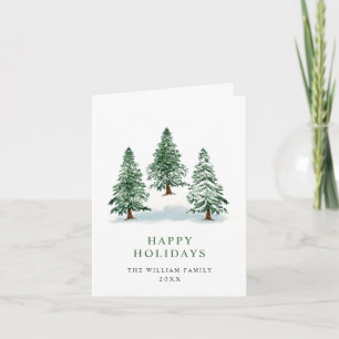 Minimalist Elegant Pine Tree Christmas Greeting Holiday Card