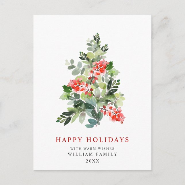 Minimalist Elegant Pine Tree Christmas Greeting Postcard (Front)
