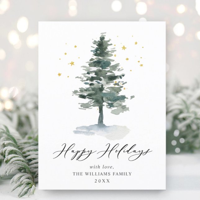 Minimalist Elegant Pine Tree Christmas Greeting Postcard (Creator Uploaded)