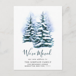 Minimalist Elegant Pine Tree Moving Announcement Postcard