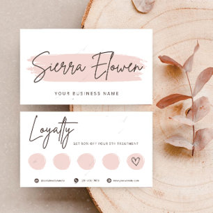 Minimalist Elegant Pink Brush Script Loyalty Card