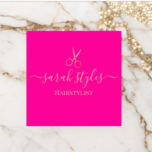 Minimalist Elegant Pink Gold Hairstylist Calling Card