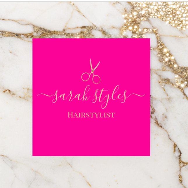 Minimalist Elegant Pink Gold Hairstylist Calling Card (Creator Uploaded)