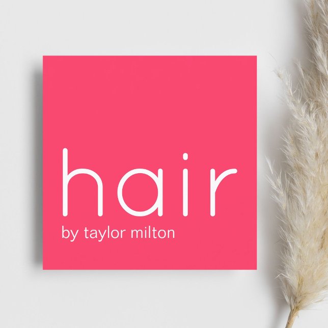 Minimalist Elegant Pink White Hair Stylist Square Business Card (Creator Uploaded)