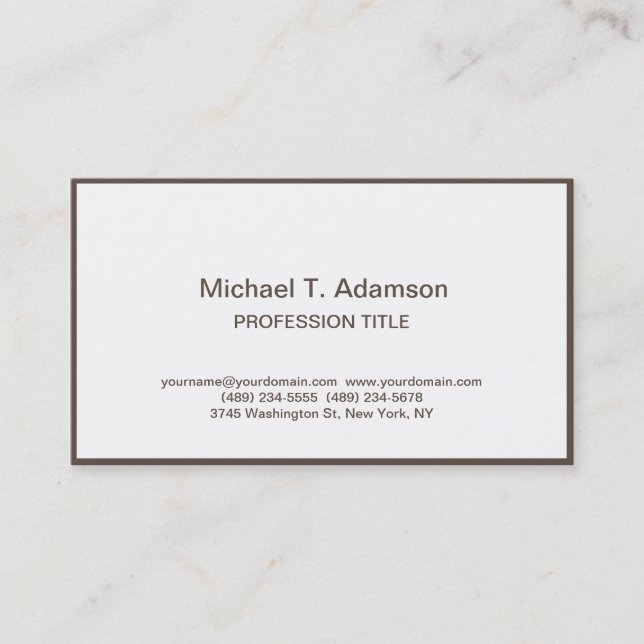 Minimalist Elegant Plain Simple White Modern Business Card (Front)