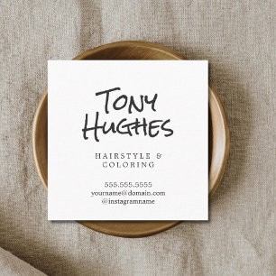Minimalist Elegant Plain White Hairdresser Square Business Card