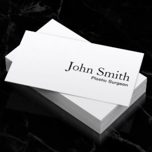 Minimalist Elegant Plain White Plastic Surgeon Business Card