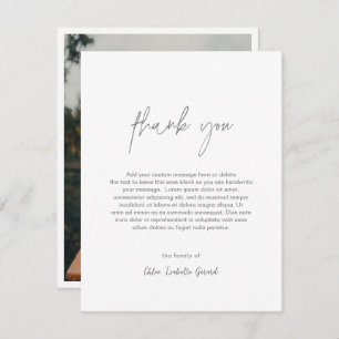 Minimalist Elegant Platinum Photo Modern Funeral Thank You Card