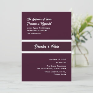 minimalist Elegant Plum Purple and White Stripes Invitation