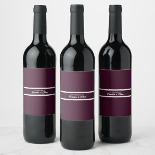 minimalist Elegant Plum Purple and White Stripes Wine Label