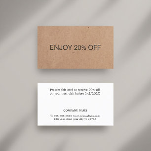 Minimalist Elegant Printed Kraft Coupon