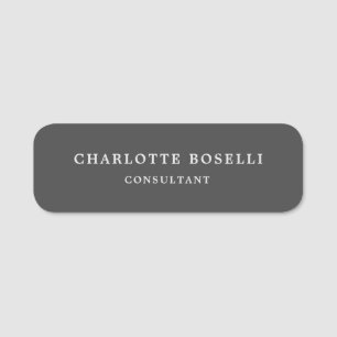 Minimalist Elegant Professional Grey Name Tag