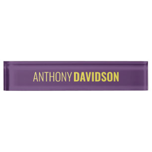 Minimalist Elegant Professional Indigo & Yellow Nameplate