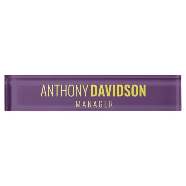 Minimalist Elegant Professional Indigo & Yellow Nameplate (Front)