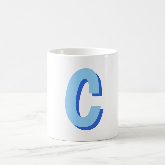 Minimalist Elegant Professional Monogrammed Blue Coffee Mug (Center)
