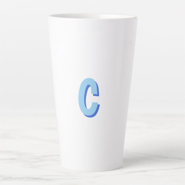 Minimalist Elegant Professional Monogrammed Blue Latte Mug (Front)