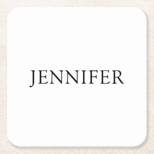 Minimalist Elegant Professional Name Square Design Paper Coaster