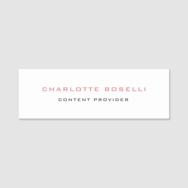 Minimalist Elegant Professional  Name Tag (Front)