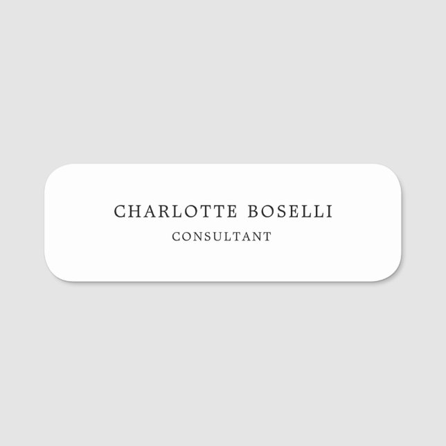 Minimalist Elegant Professional Name Tag (Front)