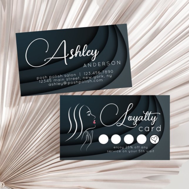 Minimalist Elegant Professional Salon Loyalty  Business Card (Creator Uploaded)