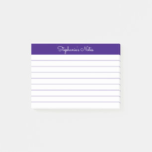 Minimalist Elegant Purple Lined Personalised Post-it Notes