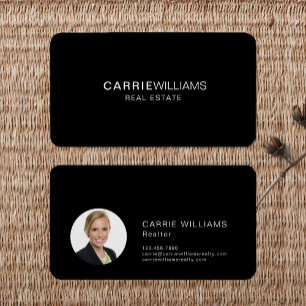 Minimalist Elegant Real Estate Realtor Black Business Card