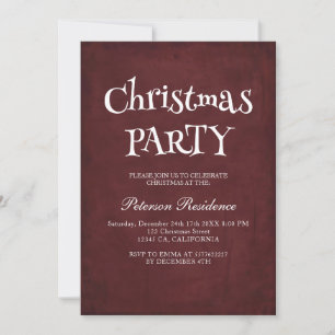 Minimalist Elegant Red Christmas Party  Invitation