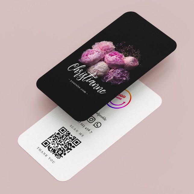 Minimalist Elegant Roses Florist Qr Code Business Card (Minimalist Elegant Roses Florist Qr Code Business Card
)
