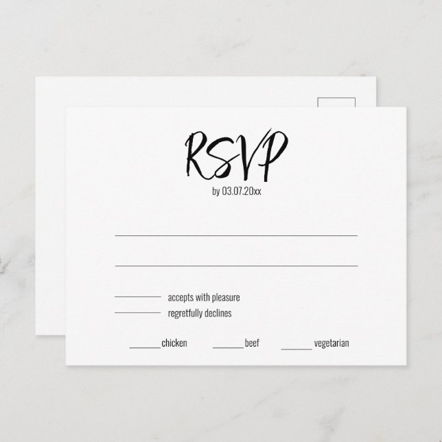 💍 Minimalist Elegant RSVP & dietary requirements Postcard (Front/Back)