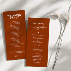 Minimalist Elegant Rust Terracotta Wedding flat  Programme