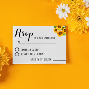 Minimalist Elegant rustic sunflower wedding Rsvp Card